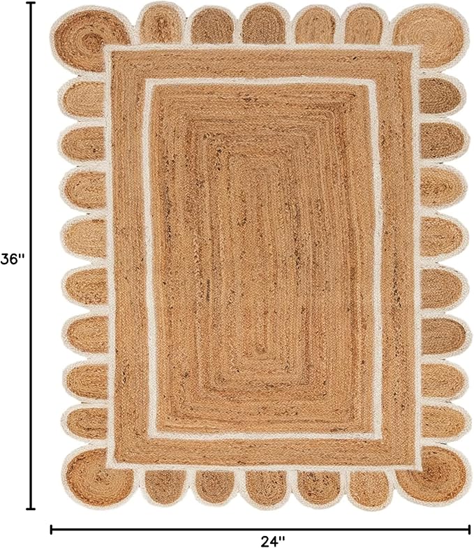 Scallop Jute with White Border (2X3 Feet)