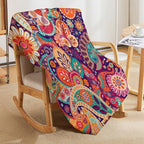 Boho Paisley Floral Throw Blanket Mandala Indian Bohemian Colorful Flowers Blanket for Sofa Bed Couch Chair Or Dorm 30"x40"