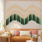 Tiamon Boho Wall Decor - 59'' W x 42'' L Macrame Wall Hanging Beaded Large Tapestry Art for Home Bathroom Farmhouse Bedroom Living Room Office Natural Modern Rustic Decoration
