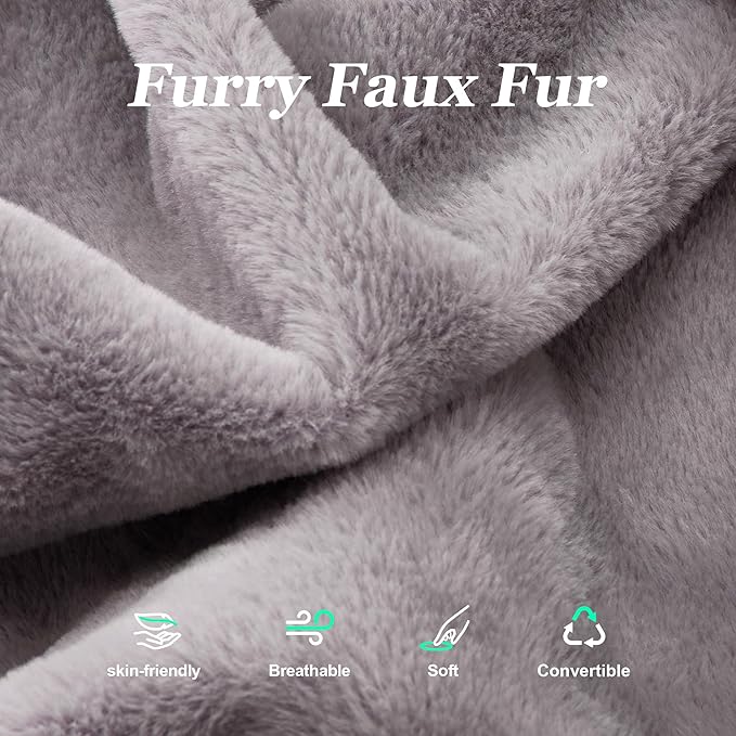Hobestluk 3 in 1 Bean Bag Chair Giant Bean Bag Chairs for Adults with Chevron Plush Fur Cover Convertible Bean Bag Floor Cushion with Machine Washable Cover for Living Room (Plush Grey)