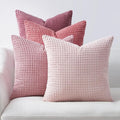 Topfinel 4 Packs Pink Decorative Throw Pillow Covers 22x22 Inch for Living Room Couch Bed Sofa, Boho Western Farmhouse Home Decor, Square Soft Moss Corduroy Fall Cushion Case 55x55 cm