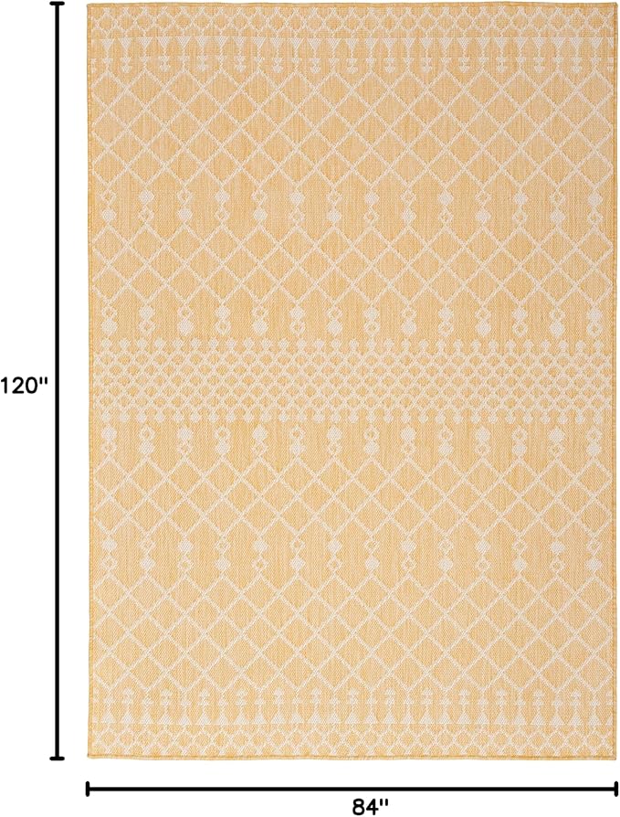 Nourison Home Positano Yellow 7' x 10' Area Rug - Easy Clean, Non Shedding, Bed Room, Living Room, Dining Room, Kitchen (7' x 10')