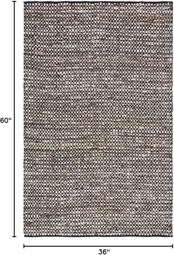 SAFAVIEH Natura Collection Accent Rug - 3' x 5', Black & Ivory, Handmade Flat Weave Wool & Jute, Ideal for High Traffic Areas in Entryway, Living Room, Bedroom (NAT349Z)