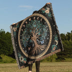 Tree of Life Woven Throw Blanket Mandala Boho Chic Decor Life Tree Reversible Cute Cotton Boho Throw Blanket Witchy Throws Blankets with Tassels Bohemian Room Decor Luxury Christmas Throws 51”x59”