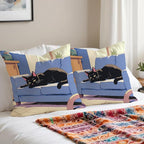 Vintage Black Cat Pillow Covers 18x18, Cats Lovers Lady Gifts, Cat Mom Grandma Gifts, Japanese Anime Black Cats Decorative Pillow Covers for Home Bedroom Living Room Office Decor