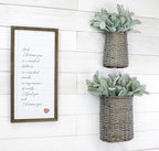 AuldHome Design Wall Hanging Baskets (Set of 2, Gray); Woven Wicker Rustic Farmhouse Gray Washed Door Baskets, Small and Medium Size