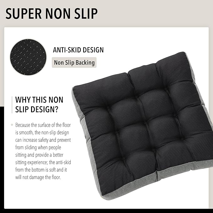 Tromlycs Floor Pillows for Adults Floor Cushions Seating Large Square Pillow Gel Memory Foam 20 x 20 x 4 Inch Dark Grey Set of 2
