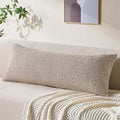 Decorative Lumbar Pillow Cover 14x36 Beige Striped Wool Long Body Pillow Neutral Textured Boho Lumbar Throw Pillow Cushion Covers for Modern Farmhouse Sofa Bed Living Room Decor SY011-A14