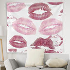WNAGT Trendy Black and White Kiss Lips Tapestry Wall Hanging, Funky Makeup Wall Decor, Fashion Aesthetic Wall Blanket Decor for Girls Room College Dorm Makeup Room Beauty Room, 50x60 Inch