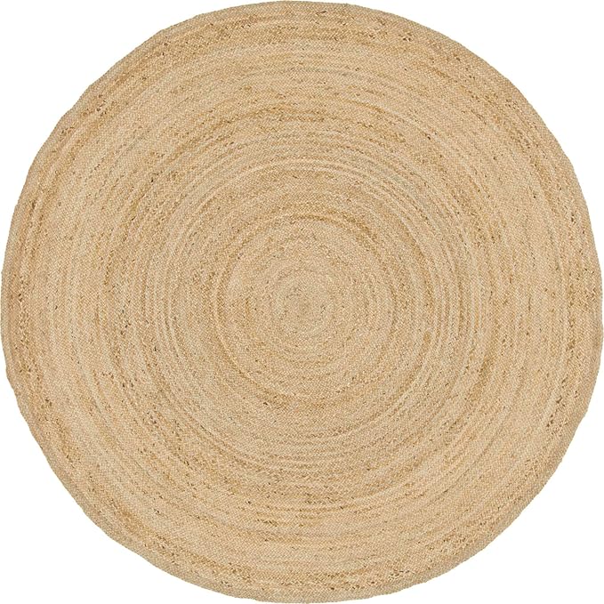Unique Loom Braided Jute Collection Area Rug - Dhaka (8' Round, Natural)