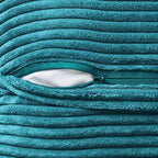 MIULEE Decorative Throw Pillow Covers for Couch Bed Livingroom 18x18 Inch Set of 2 Teal Blue Boho Accent Throw Pllows Broadside Striped Patchwork Soft Corduroy Summer Coastal Pillowcases