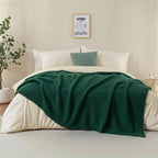 Knitted Throw Blanket 60"X80", Dark Green Knit Throws for Bed, Super Soft Boho Chevron Blankets for Couch Sofa Chair Room Decor, Textured Decorative Farmhouse Cozy Lightweight