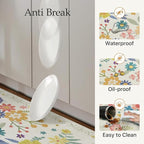 GENIMO Kitchen Mats for Floor 2PCS, Cushioned Kitchen Rugs Non Slip Washable, Farmhouse Anti Fatigue Mat Waterproof, Comfort Standing Mat Rug for Office, Home, Laundry, 17.3"x59"+17.3"x30", SoftWhite