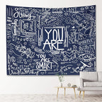 KJHL Quote You Are Wall Tapestry Blue Inspirational Classroom Kids Tapestries Wall Hanging Motivational Positive Affirmations Saying Aesthetic Tapestry for Bedroom Dorm