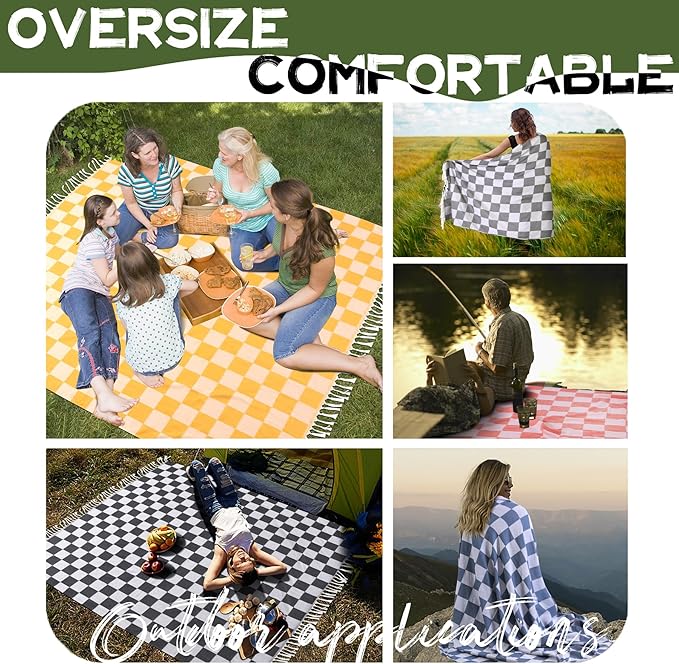 Large Picnic Blanket Outdoor Law Park Grass Patio Mat Manta Para Soft Car Travel Essentials Road Trip Summer Vacation Stuff Outside Accessories Roadtrip Camping Gear Rv Must Haves Glamping Tent Gadget
