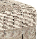 SIMPLIHOME Elmer Square Pouf - 18 inch Wide Handwoven Jute and Cotton Ottoman in Natural and Grey, Contemporary Footstool or Extra Seating for Living Room, Bedroom, or Kids Room, Assembled