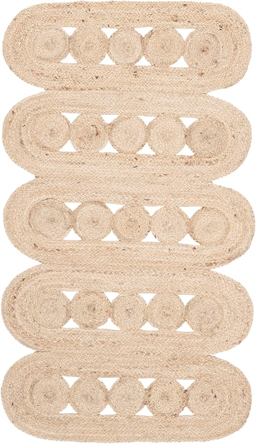 SAFAVIEH Natural Fiber Collection Accent Rug - 2'3" x 4', Ivory, Handmade Farmhouse Braided Woven Jute, Ideal for High Traffic Areas in Entryway, Living Room, Bedroom (NF365A)