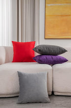 Euro Sham Covers 24x24 Light-Grey: Pack of 2 Cozy Soft Velvet Square Modern Luxury Decorative Throw Pillow Cases for Sofa Couch Living Room Bed Home Decor