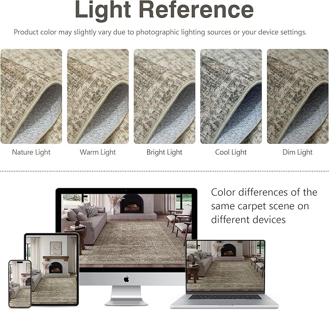 Fmfunctex 2x5 Washable Runner Rug Taupe Vintage Neutral Distressed Non Slip Low Pile Indoor Carpet Soft Retro Floral Hallway Entryway Rug for Kitchen Living Room Bedroom Bathroom Laundry Entry Bedside
