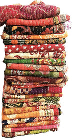Indian Wholesale Handmade Cotton Kantha Quilts Vintage Bed Cover Throw Blanket Reversible Tribal Boho Bedding Bedspread Twin Size 54x84 Inches Multicolor Patchwork