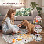 Lahome Sylvie Light Purple 4 ft Round Accent Rug, Small Circular Soft Mat for Nursery & Reading Nook, Machine Washable Low Pile Carpet for Cozy Self-Care Retreat Decor