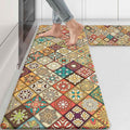 Boho Kitchen Rug Mats for Floor Cushioned Anti Fatigue Mexican Colorful Ceramic Tile Kitchen Rugs Sets of 2 Non Slip Waterproof Comfort Memory Foam Standing Floor Mat for Laundry Sink Desk