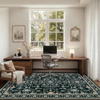 4x6 Area Rugs for Living Room: Washable Rug Soft Vintage Boho Medallion Carpet Indoor Floor Non-Slip Stain Resistant Large Carpets for Bedroom Dining Room Farmhouse Nursery Home Office Black
