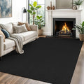 EARTHALL Woven Area Rugs 5x7 Ft Washable Living Room Rugs Non Slip Rubber Backed Dining Room Rug Braided Bedroom Rugs Indoor Floor Carpet for Living Room, Bedroom, Dining Room,Black/Grey