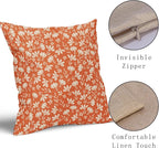 Orange Floral Pillow Covers 22x22 Set of 2 Vintage Rustic Old Style Cute Small Flower Print Decorative Outdoor Pillowcases Farmhouse Throw Cushion Case Decor for Couch Sofa Bed