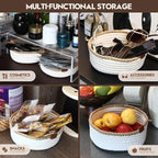 Sea Team 3-Pack Small Cotton Rope Storage Basket Set - Portable Round Organizers with Jute Braid for Small Items, Keys, Makeup & Trinkets