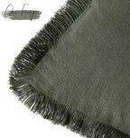 Foindtower Set of 2 Decorative Linen Fringe Lumbar Throw Pillow Covers Boho Farmhouse Cushion Cover with Tassels Accent Pillowcase for Couch Sofa Bed Living Room Home Decor,12×20 Inch,Dark Olive Green