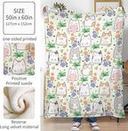 Throw Blanket for Couch, 300GSM Warm Soft Cozy Flannel Blanket, Cute Blanket for All Seasons Bedroom Home Decor Gifts, Cute Flower Cats 50x60 Inches