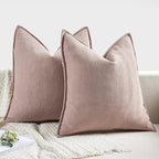 MIULEE Pack of 2 Blush Pink Valentines Decorative Pillow Covers 18x18 Inch Soft Chenille Luxurious Couch Throw Pillows Farmhouse Cushion Covers for Sofa Bedroom Living Room Spring Home Decor