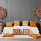 Jartinle Persian Medallion Throw Pillow Covers 18x18 Set of 4 Retro Boho Floral Ethnic Pillow Covers for Outdoor Sofa Couch Hippie Home Decor