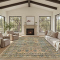8x10 Area Rugs for Living Room Bedroom, Large Washable Rug, Brown Vintage Retro Boho Rug, Non Slip & Low Pile Faux Wool Thin Carpet for Indoor Dining Room and Kids Room(Brown 8x10ft)