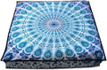 ICC Large Square Floor Pillow Cover Hippie Ottoman Pouf Cover Daybed Cotton Mandala Cushion Cover with Heavy Duty Zipper Seating Ottoman Poufs Dog-Pets Bed (Green Peacock, 35" Square)