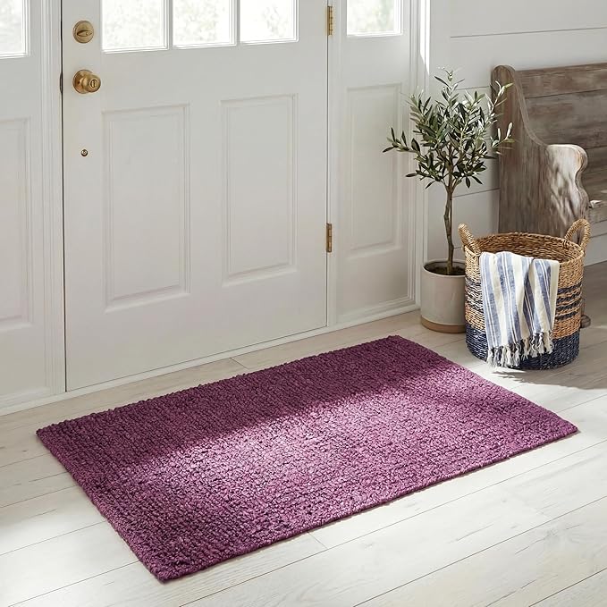 SAFAVIEH Natural Fiber Collection Area Rug - 2'6" x 4', Purple, Handmade Jute, Farmhouse Style, Chunky Textured Thick Pile (NF447B)