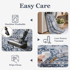 Blue Gray 2x6 Hallway Runner Rug, Carpet Runners 6ft for Kitchen Non Slip Washable, Modern Vintage Floor Runner for Entryway Foyer, Transitional Rug Runner for Bathroom Bedroom Laundry Room