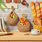 Windyun 4 Pcs Hanging Fruit Basket Teardrop Baskets Handmade Woven Cotton Rope 3 Tier over the Door Organizer Hanging Boho Wall Decor for Storage Kitchen(Brown)