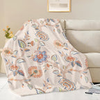 Boho Floral Throw Blanket, Bohemian Soft Cozy and Warm Couch Blankets Gift for Flower Lover, Decorative Blankets for Sofa Couch Bed, White Yellow 50×60 inches