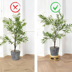 Set of 2 Large Rattan Wicker Round Risers Decorative Indoor Plant Stand, Mid Century Minimalist Modern Plant Stands, Boho Short Plant Stand Holder Suitable Fits 8'' and 12'' Pots