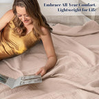 PHF 100% Cotton Muslin Throw XL Blanket Large 50" x 70", 4-Layer Lightweight Gauze Throw, Breathable Cloud-Soft Minimalist Blanket for Bed, Couch, Camping & Baby, Dusty Pink, Ideal Gift