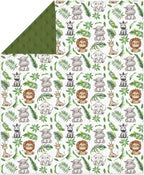 Jungle Safari Tropical Leaves Baby Blankets for Girl Boy Lion Elephant Hippo Zebra Giraffe Soft Mink Dotted Backing Double Layer Swaddle Blanket for Toddler Nursery African Animals Bed Blanket 30x40