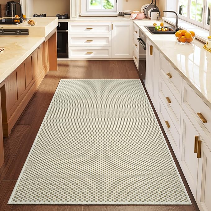 3x5 ft Area Rug Entryway Runner Rug Non Slip Washable, Boho Woven Kitchen Runner Rugs Door Mat Entry Rugs Carpet for Indoor Foyer Backdoor Hallway Floor Bedroom Living Room, Beige
