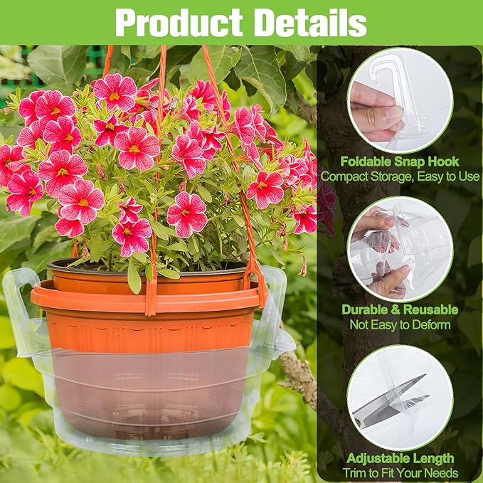 Miuwauer 15 Pack of 10-inch Hanging Basket Water Catcher Plastic Hanging Plant Drip Pan Tray Plastic Saucers Liners for Indoor Outdoor Hanging Plants Baskets Flower Pots - Clear, Round