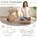 Washable Floor Pillow Cushion for Adults, Meditation Cushion Pillow, Removable Tufted Blended Corduroy Cover, Large Square Floor Sitting for Tatami Living Room or Yoga, 22x22 Inch, Machine Washable