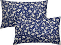 Navy Blue Pillow Covers 12x20 Set of 2 Vintage Floral Rustic Old Style Cute Flower Print Rectangle Decorative Outdoor Pillowcases Seasonal Farmhouse Throw Cushion Case Couch Sofa Bed Decor