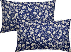 Navy Blue Pillow Covers 12x20 Set of 2 Vintage Floral Rustic Old Style Cute Flower Print Rectangle Decorative Outdoor Pillowcases Seasonal Farmhouse Throw Cushion Case Couch Sofa Bed Decor