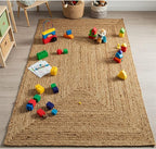 Area Rug 4x6 Braided Jute Floor Mat – Reversible Natural Fiber Accent for Dining Room, Office, or Farmhouse | 48x72 Boho Area Carpet