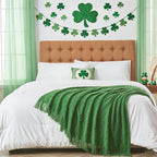 inhand Green Knitted Throw Blanket for Couch and Bed, St. Patrick’s Day Lucky Spring Gifts Throw for Her or Him, Soft Farmhouse Woven Blanket with Tassel, Lightweight Decorative, 60"x80"